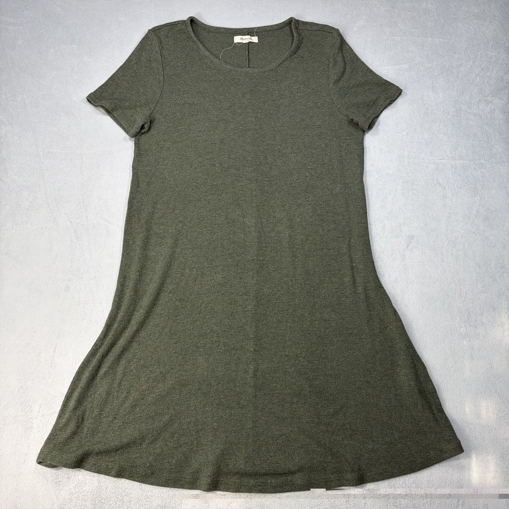 Madewell Dress Women's Size M Green Short Sleeve Ribbed T-Shirt Dress. 95 Modal